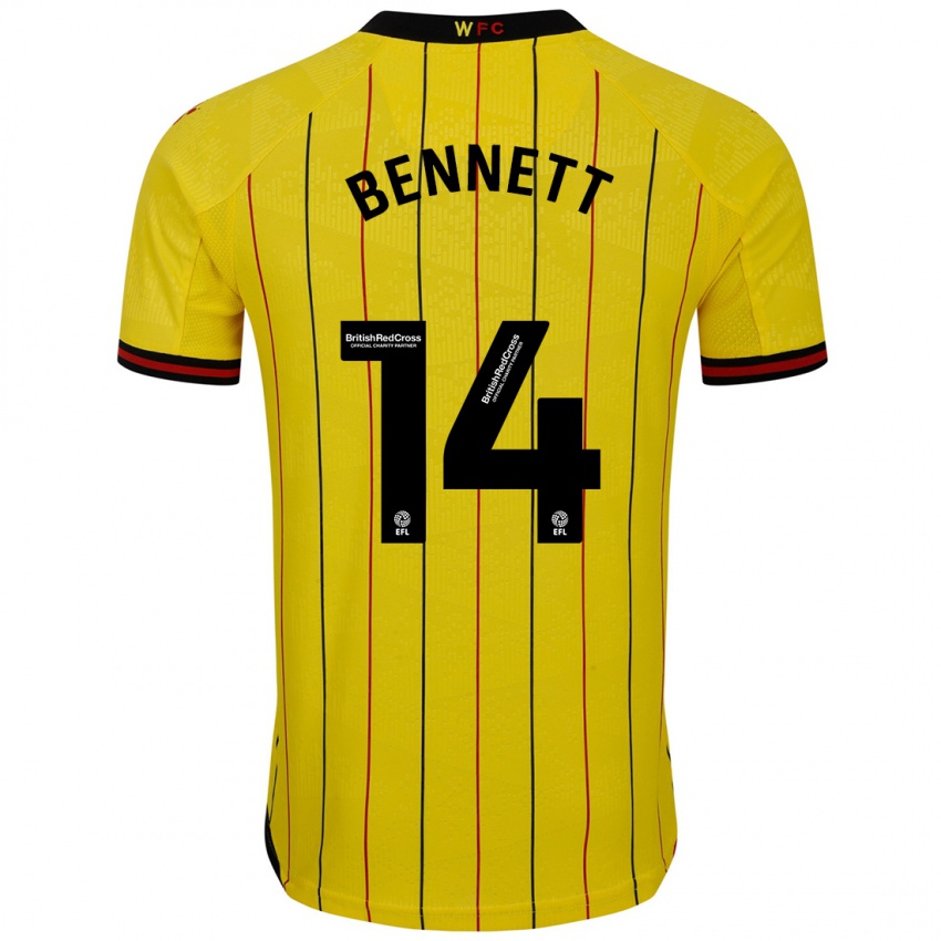 Niño Camiseta Harley Bennett #14 Amarillo Negro 1ª Equipación 2024/25 La Camisa Chile