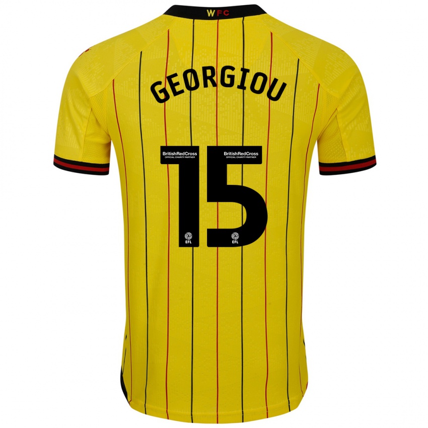 Niño Camiseta Andria Georgiou #15 Amarillo Negro 1ª Equipación 2024/25 La Camisa Chile