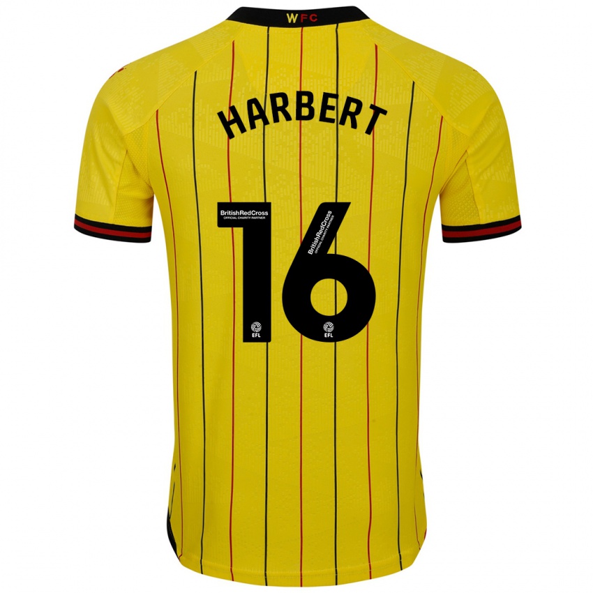 Niño Camiseta Laila Harbert #16 Amarillo Negro 1ª Equipación 2024/25 La Camisa Chile