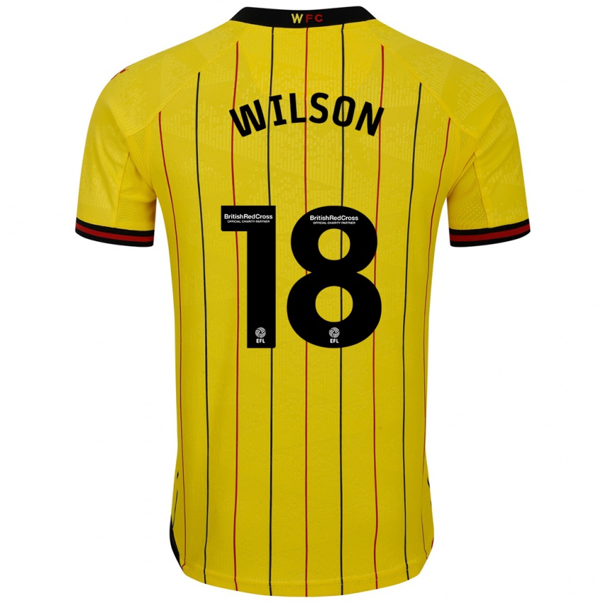 Niño Camiseta Poppy Wilson #18 Amarillo Negro 1ª Equipación 2024/25 La Camisa Chile