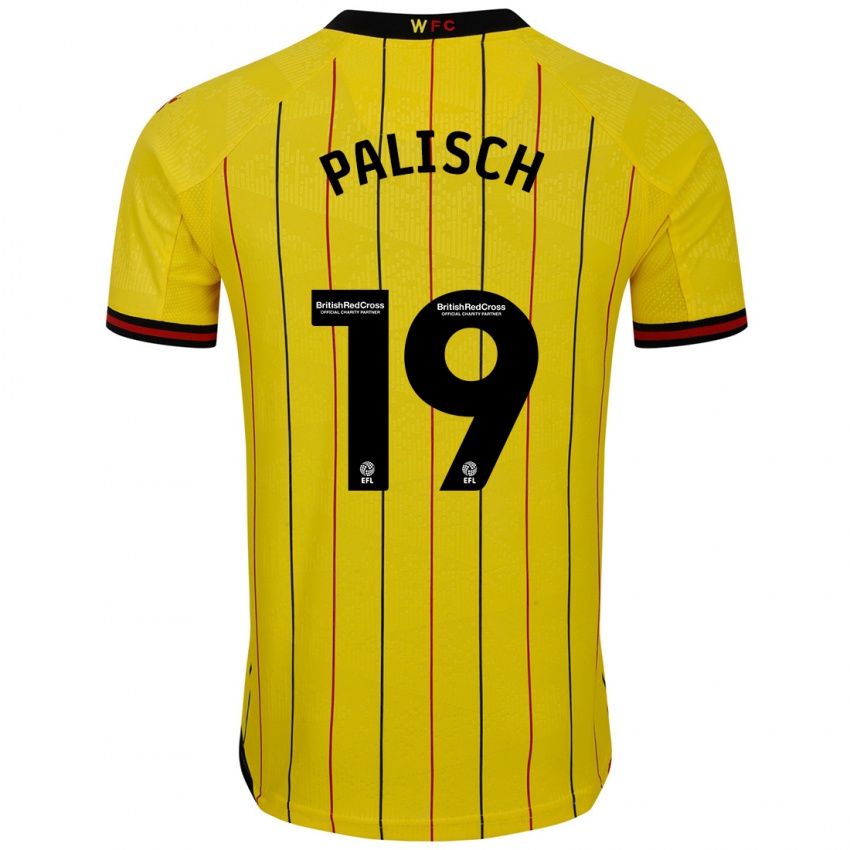 Niño Camiseta Alli Palisch #19 Amarillo Negro 1ª Equipación 2024/25 La Camisa Chile