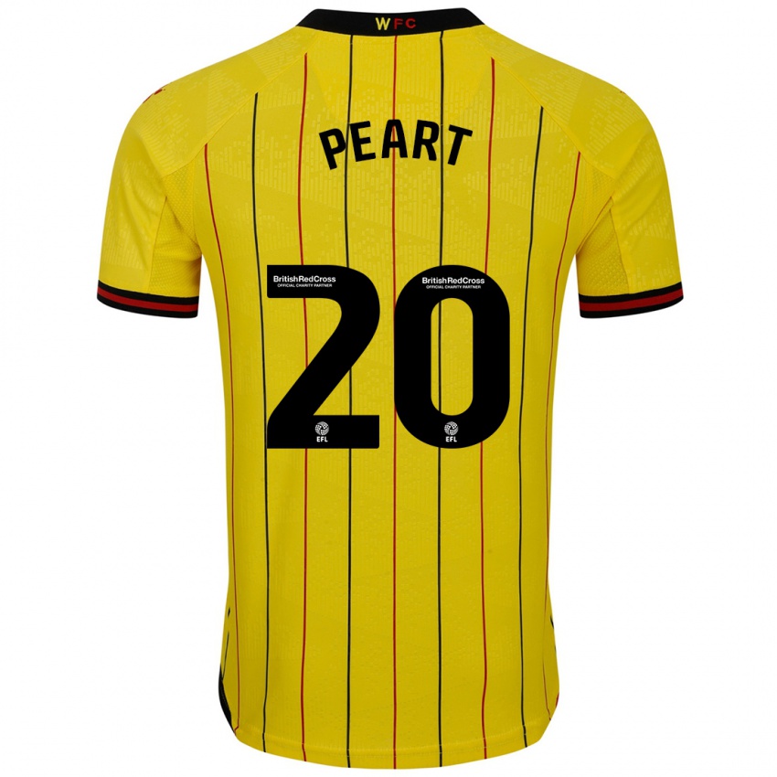 Niño Camiseta Kalani Peart #20 Amarillo Negro 1ª Equipación 2024/25 La Camisa Chile