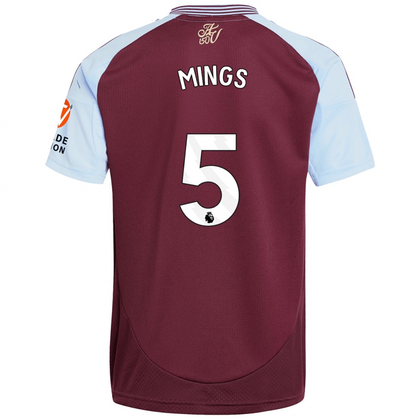 Niño Camiseta Tyrone Mings #5 Borgoña Azul Cielo 1ª Equipación 2024/25 La Camisa Chile