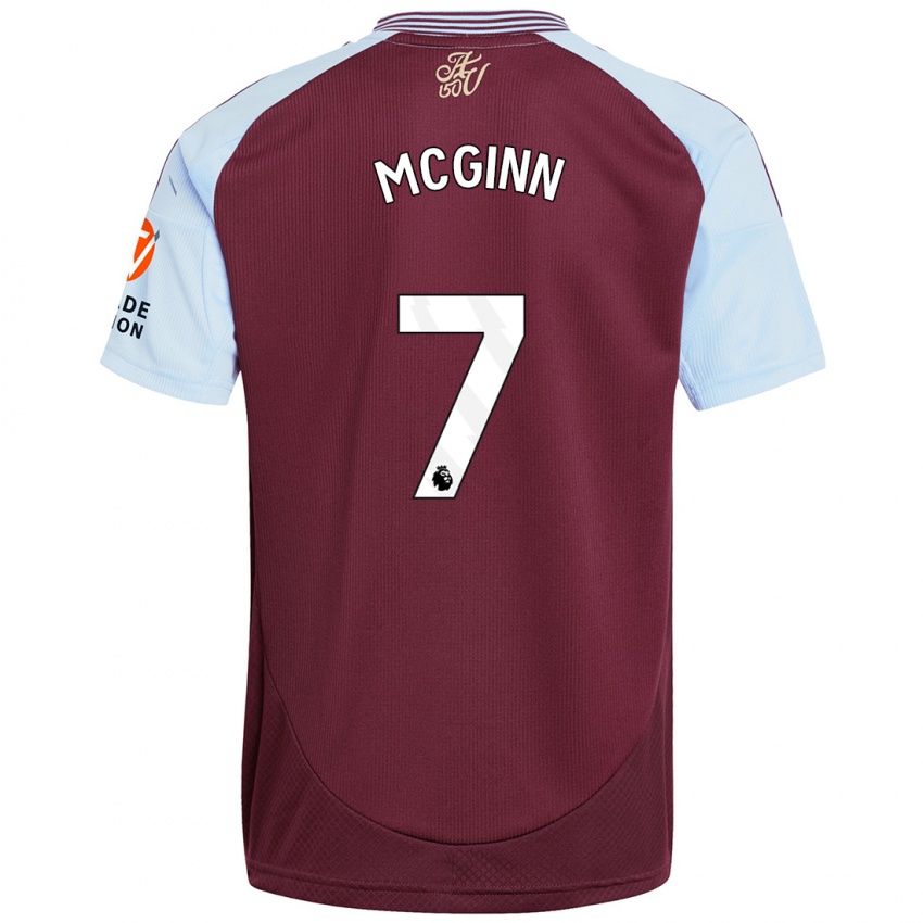 Niño Camiseta John Mcginn #7 Borgoña Azul Cielo 1ª Equipación 2024/25 La Camisa Chile