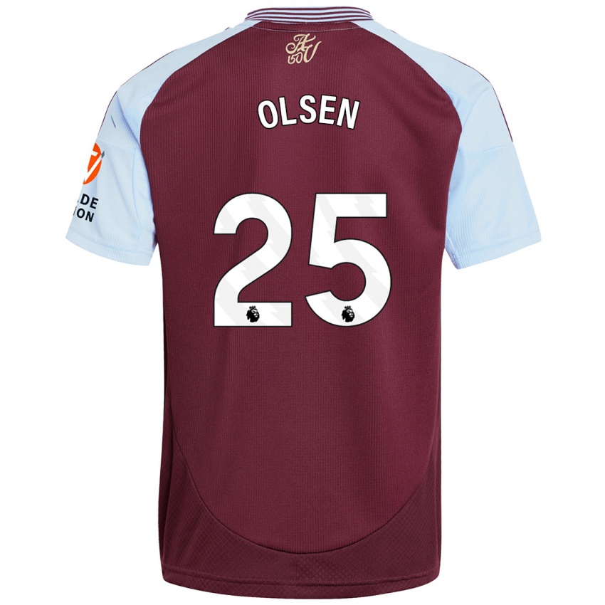 Niño Camiseta Robin Olsen #25 Borgoña Azul Cielo 1ª Equipación 2024/25 La Camisa Chile