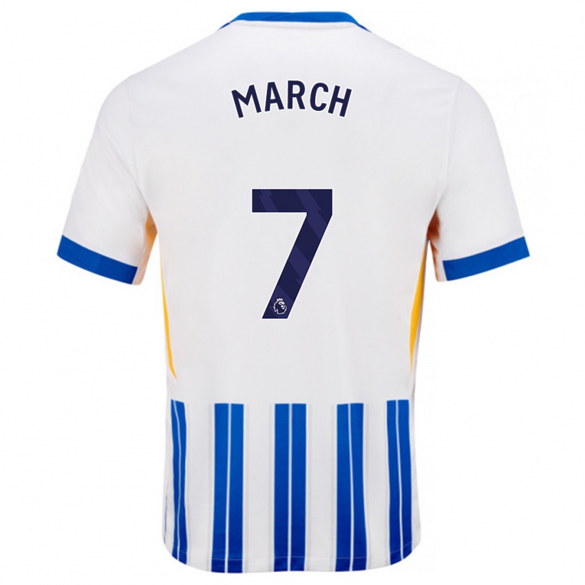 Niño Camiseta Solly March #7 Blanco Azul Rayas 1ª Equipación 2024/25 La Camisa Chile