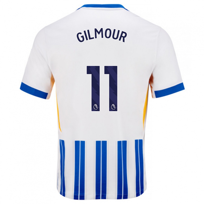 Niño Camiseta Billy Gilmour #11 Blanco Azul Rayas 1ª Equipación 2024/25 La Camisa Chile