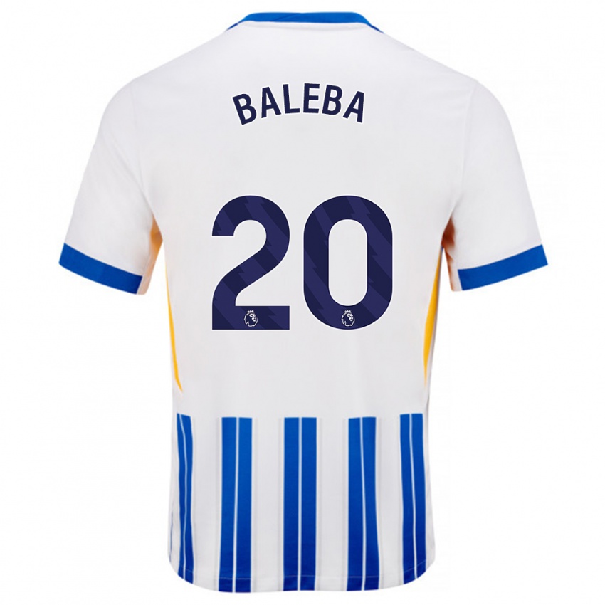 Niño Camiseta Carlos Baleba #20 Blanco Azul Rayas 1ª Equipación 2024/25 La Camisa Chile