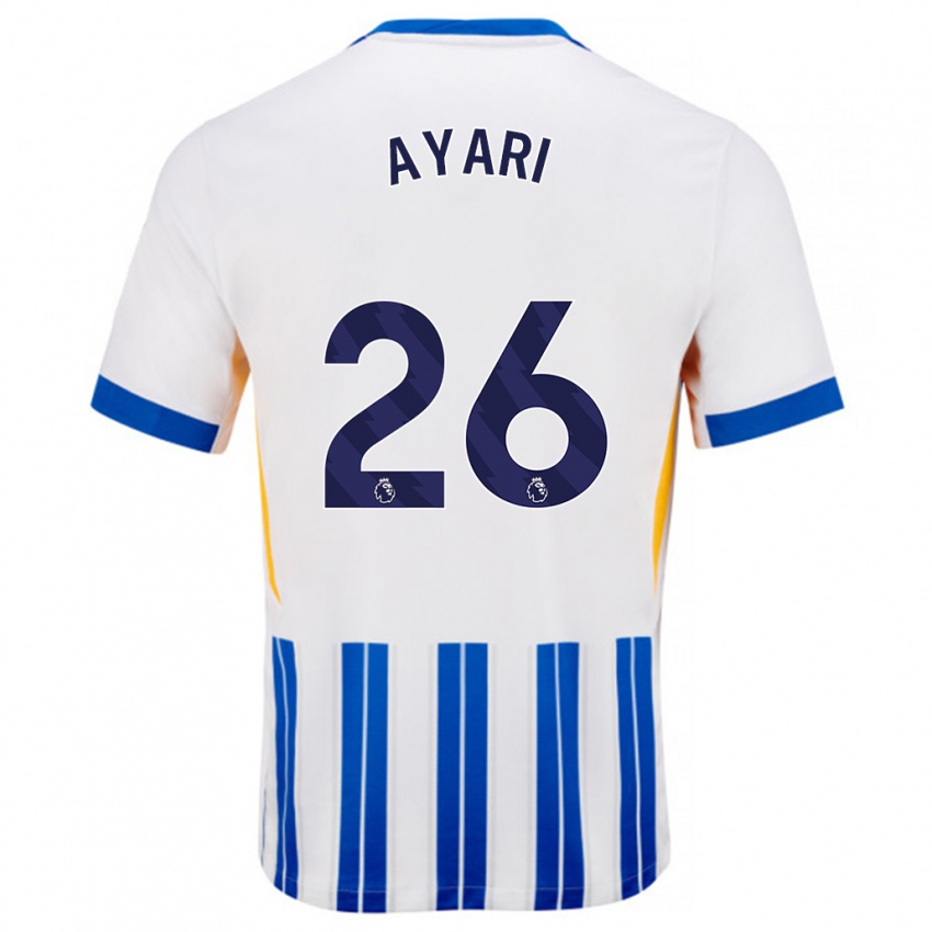 Niño Camiseta Yasin Ayari #26 Blanco Azul Rayas 1ª Equipación 2024/25 La Camisa Chile