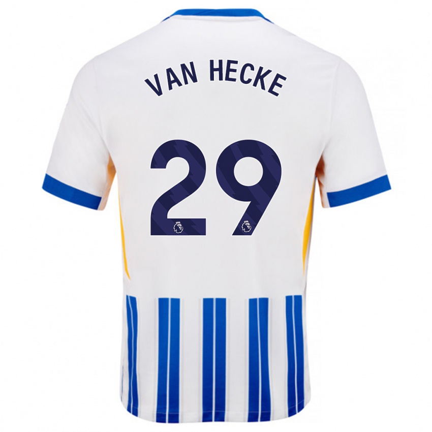 Niño Camiseta Jan Paul Van Hecke #29 Blanco Azul Rayas 1ª Equipación 2024/25 La Camisa Chile