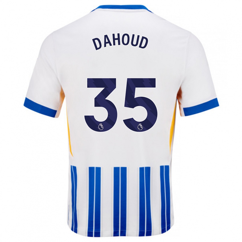 Niño Camiseta Mahmoud Dahoud #35 Blanco Azul Rayas 1ª Equipación 2024/25 La Camisa Chile