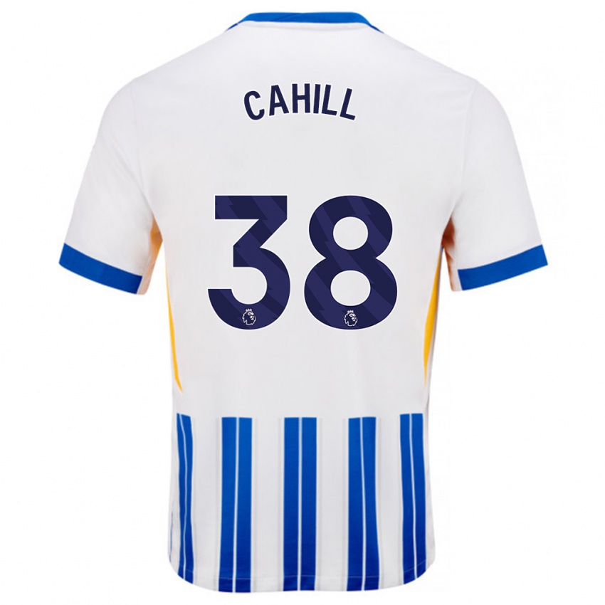 Niño Camiseta Killian Cahill #38 Blanco Azul Rayas 1ª Equipación 2024/25 La Camisa Chile