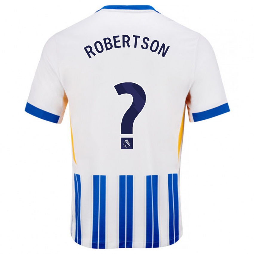 Niño Camiseta Josh Robertson #0 Blanco Azul Rayas 1ª Equipación 2024/25 La Camisa Chile