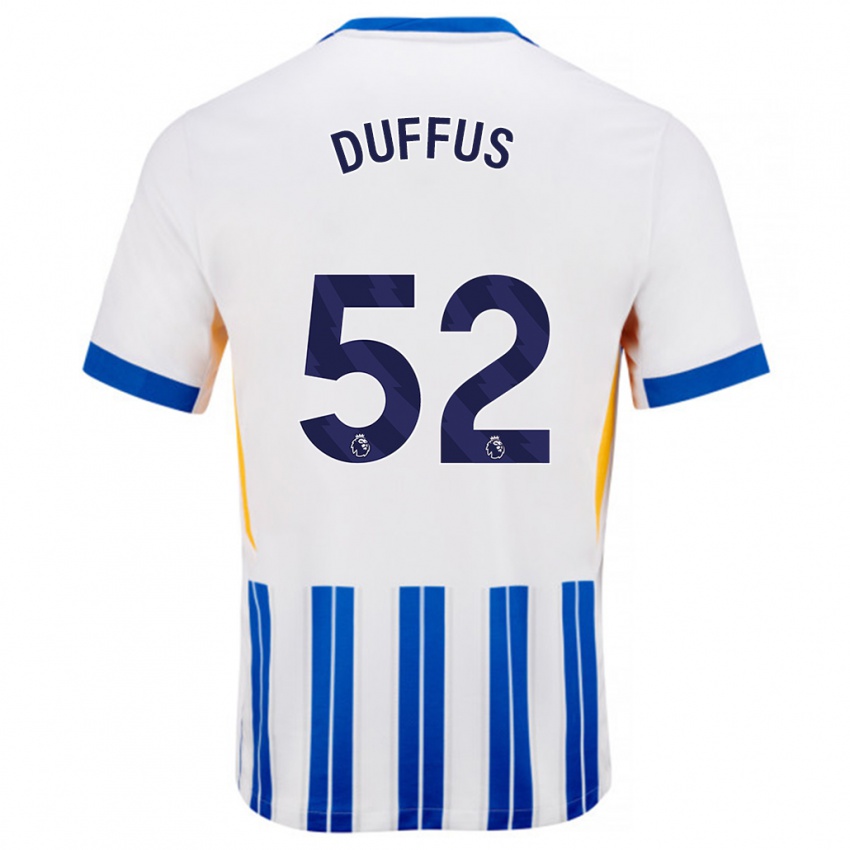 Niño Camiseta Josh Duffus #52 Blanco Azul Rayas 1ª Equipación 2024/25 La Camisa Chile