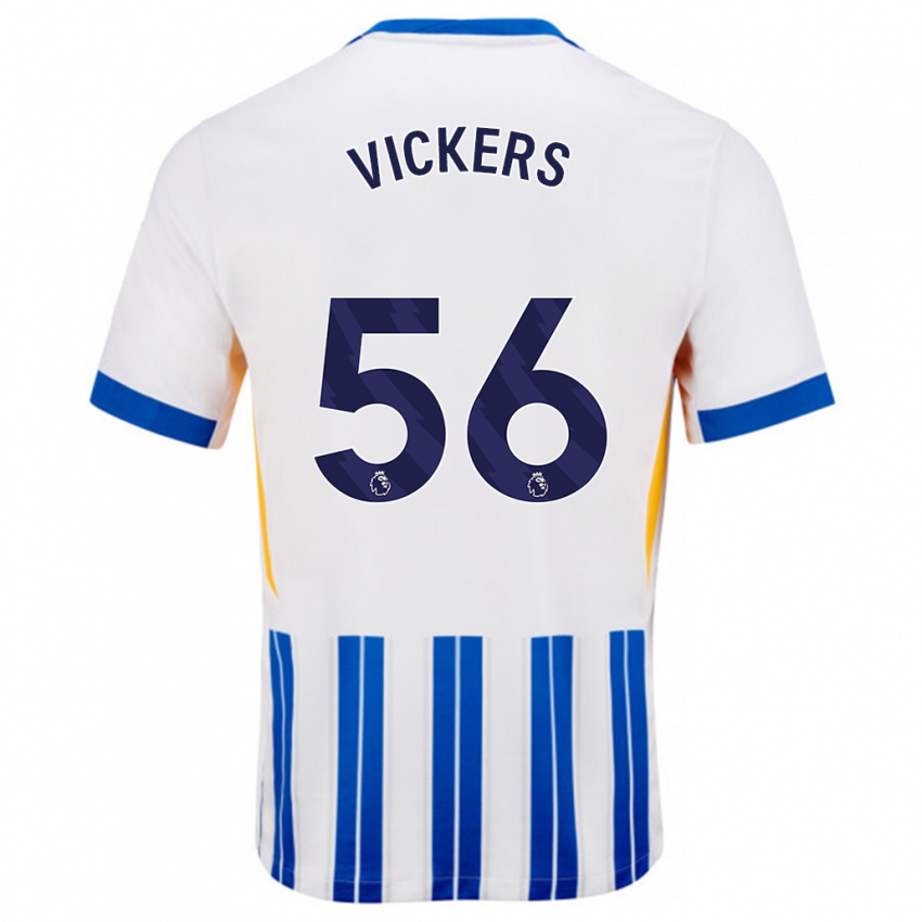 Niño Camiseta Caylan Vickers #56 Blanco Azul Rayas 1ª Equipación 2024/25 La Camisa Chile