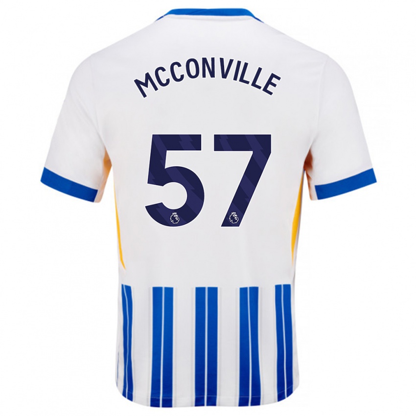 Niño Camiseta Ruairi Mcconville #57 Blanco Azul Rayas 1ª Equipación 2024/25 La Camisa Chile