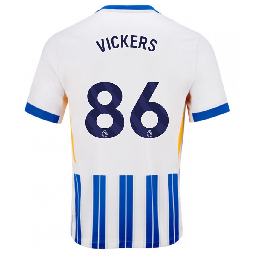 Niño Camiseta Jacob Vickers #86 Blanco Azul Rayas 1ª Equipación 2024/25 La Camisa Chile