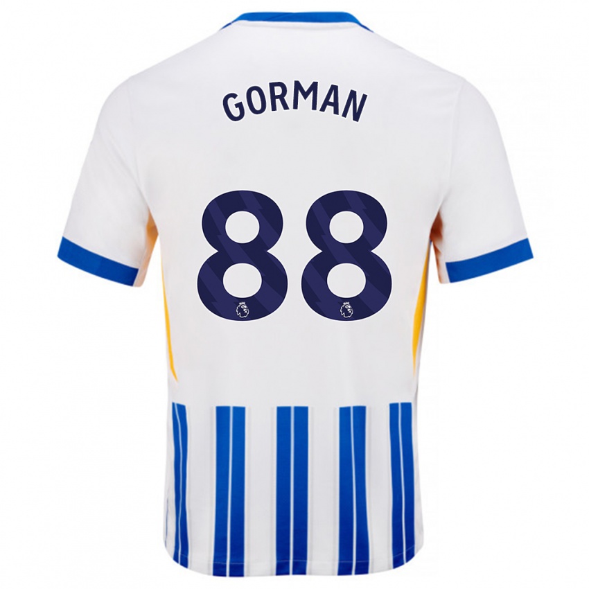 Niño Camiseta Ronnie Gorman #88 Blanco Azul Rayas 1ª Equipación 2024/25 La Camisa Chile