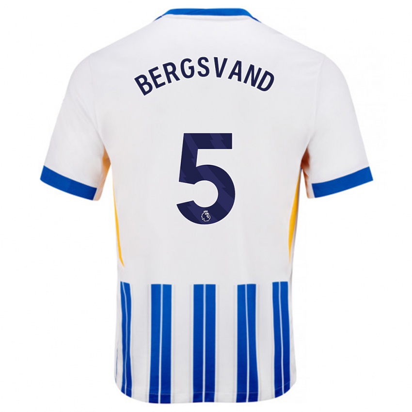 Niño Camiseta Guro Bergsvand #5 Blanco Azul Rayas 1ª Equipación 2024/25 La Camisa Chile