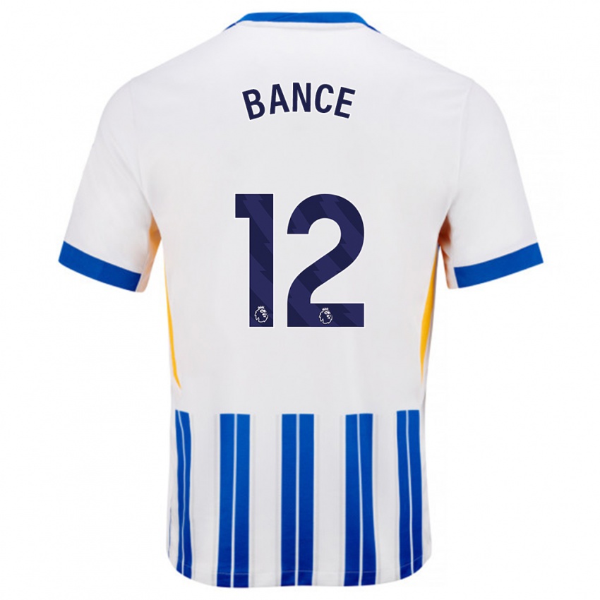 Niño Camiseta Libby Bance #12 Blanco Azul Rayas 1ª Equipación 2024/25 La Camisa Chile