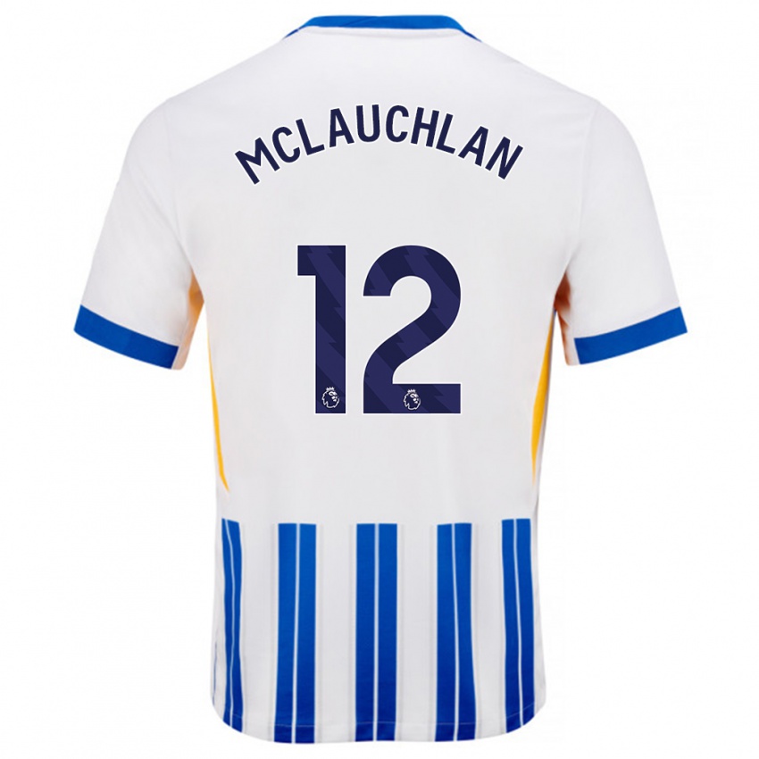 Niño Camiseta Rachel Mclauchlan #12 Blanco Azul Rayas 1ª Equipación 2024/25 La Camisa Chile