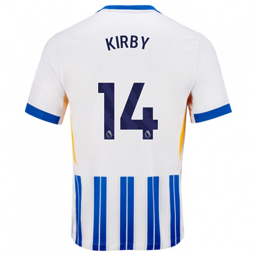 Niño Camiseta Fran Kirby #14 Blanco Azul Rayas 1ª Equipación 2024/25 La Camisa Chile