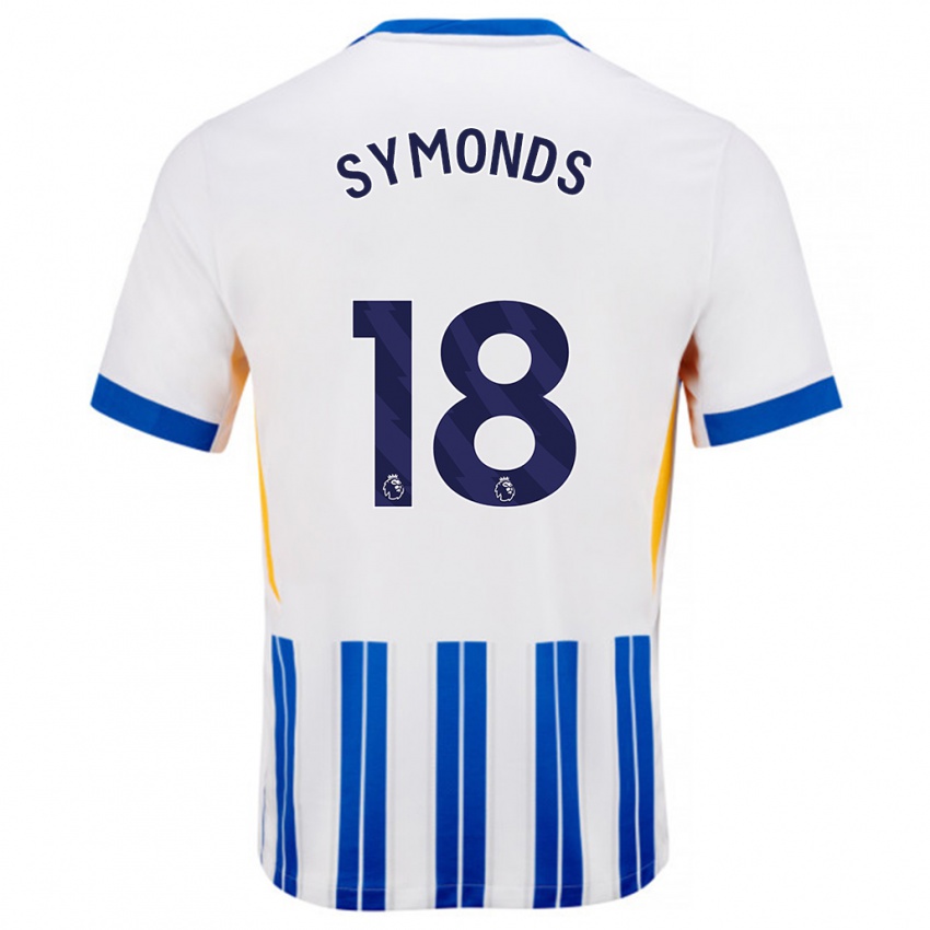 Niño Camiseta Maisie Symonds #18 Blanco Azul Rayas 1ª Equipación 2024/25 La Camisa Chile