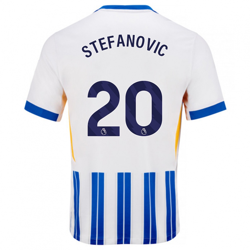 Niño Camiseta Dejana Stefanović #20 Blanco Azul Rayas 1ª Equipación 2024/25 La Camisa Chile