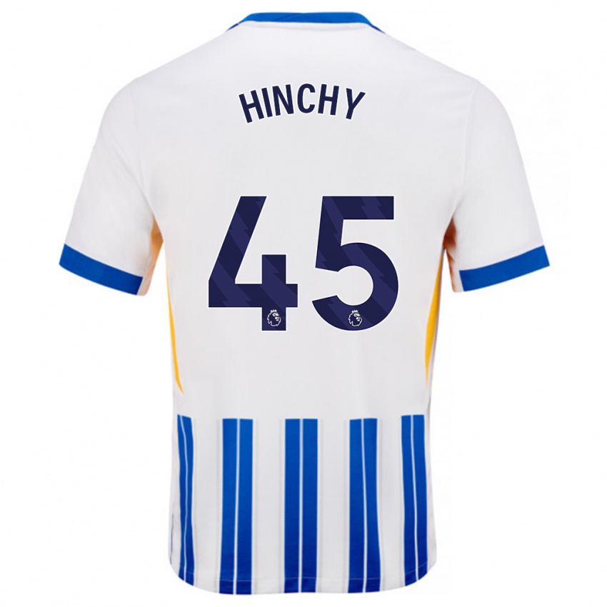 Niño Camiseta Jack Hinchy #45 Blanco Azul Rayas 1ª Equipación 2024/25 La Camisa Chile