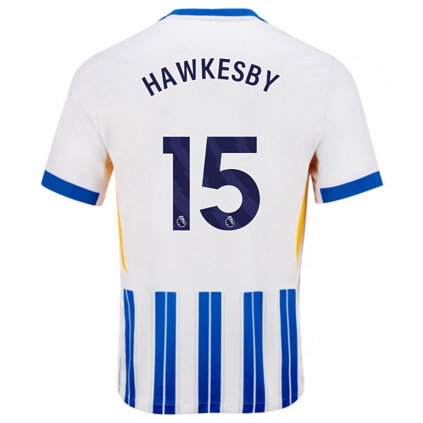 Niño Camiseta Mackenzie Hawkesby #15 Blanco Azul Rayas 1ª Equipación 2024/25 La Camisa Chile