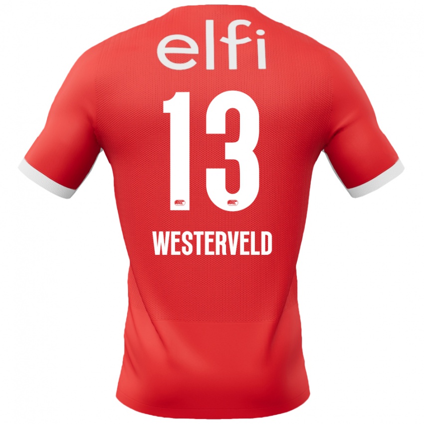 Niño Camiseta Sem Westerveld #13 Rojo Blanco 1ª Equipación 2024/25 La Camisa Chile