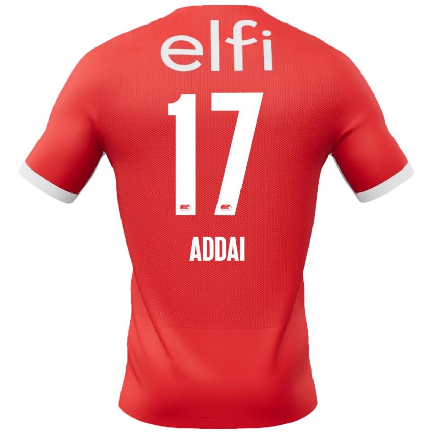 Niño Camiseta Jayden Addai #17 Rojo Blanco 1ª Equipación 2024/25 La Camisa Chile