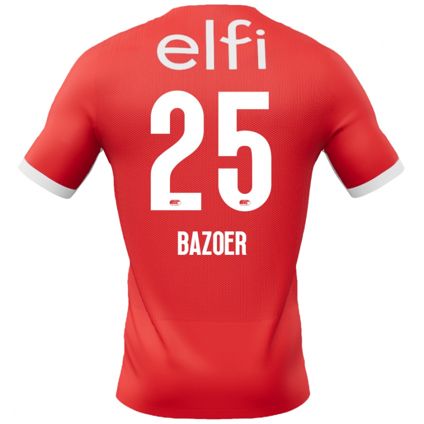 Niño Camiseta Riechedly Bazoer #25 Rojo Blanco 1ª Equipación 2024/25 La Camisa Chile