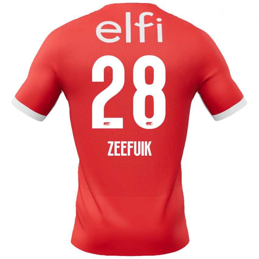 Niño Camiseta Lequincio Zeefuik #28 Rojo Blanco 1ª Equipación 2024/25 La Camisa Chile