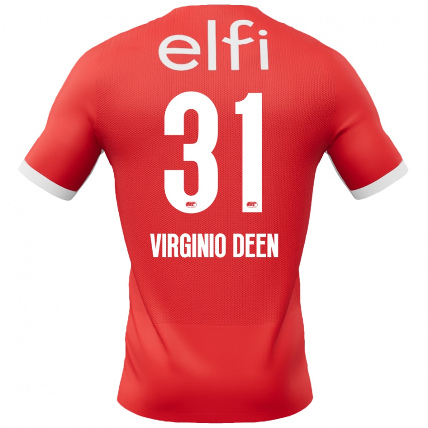 Niño Camiseta Daniël Virginio Deen #31 Rojo Blanco 1ª Equipación 2024/25 La Camisa Chile