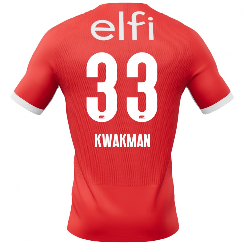 Niño Camiseta Dave Kwakman #33 Rojo Blanco 1ª Equipación 2024/25 La Camisa Chile