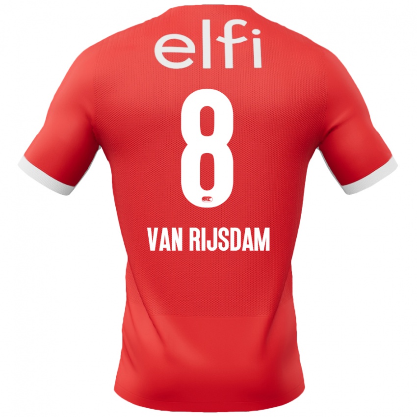 Niño Camiseta Julian Van Rijsdam #8 Rojo Blanco 1ª Equipación 2024/25 La Camisa Chile