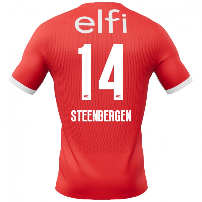 Niño Camiseta Thom Steenbergen #14 Rojo Blanco 1ª Equipación 2024/25 La Camisa Chile