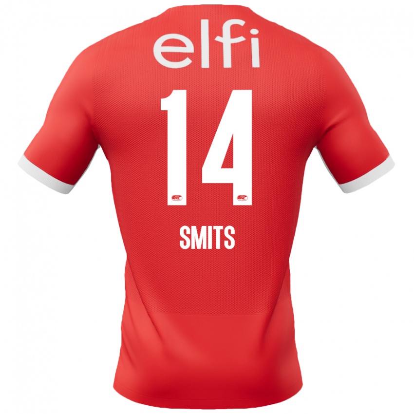 Niño Camiseta Anthony Smits #14 Rojo Blanco 1ª Equipación 2024/25 La Camisa Chile