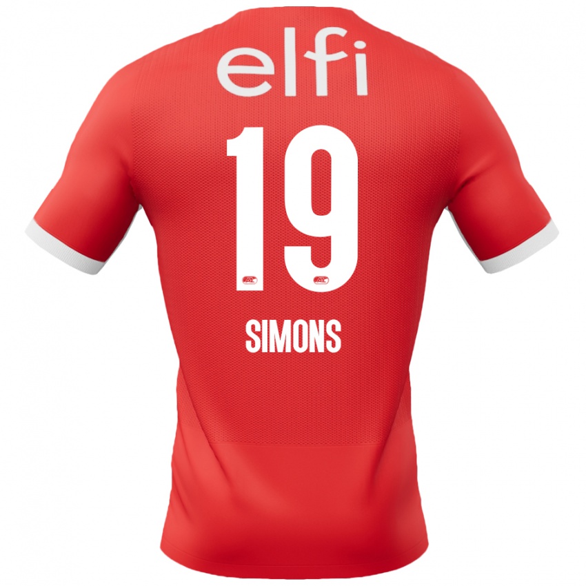 Niño Camiseta Saviola Simons #19 Rojo Blanco 1ª Equipación 2024/25 La Camisa Chile