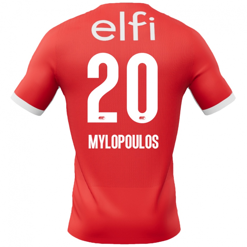 Niño Camiseta Marios Mylopoulos #20 Rojo Blanco 1ª Equipación 2024/25 La Camisa Chile