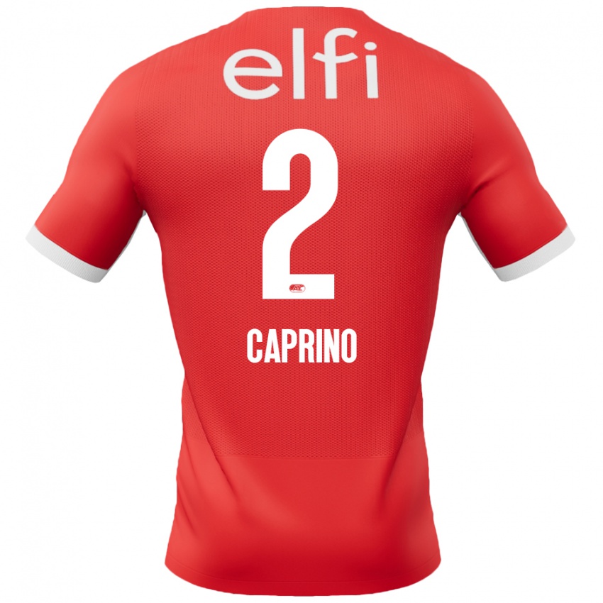 Niño Camiseta Ginia Caprino #2 Rojo Blanco 1ª Equipación 2024/25 La Camisa Chile