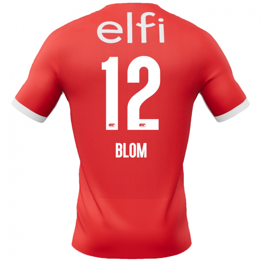 Niño Camiseta Robin Blom #12 Rojo Blanco 1ª Equipación 2024/25 La Camisa Chile