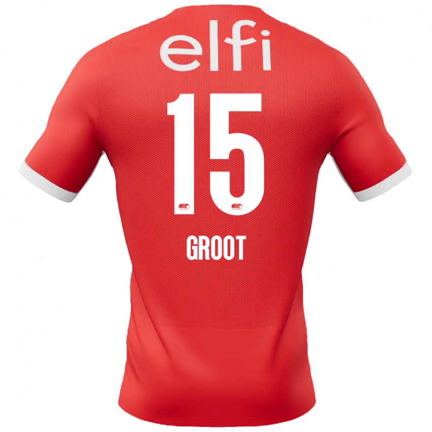 Niño Camiseta Pleun Groot #15 Rojo Blanco 1ª Equipación 2024/25 La Camisa Chile