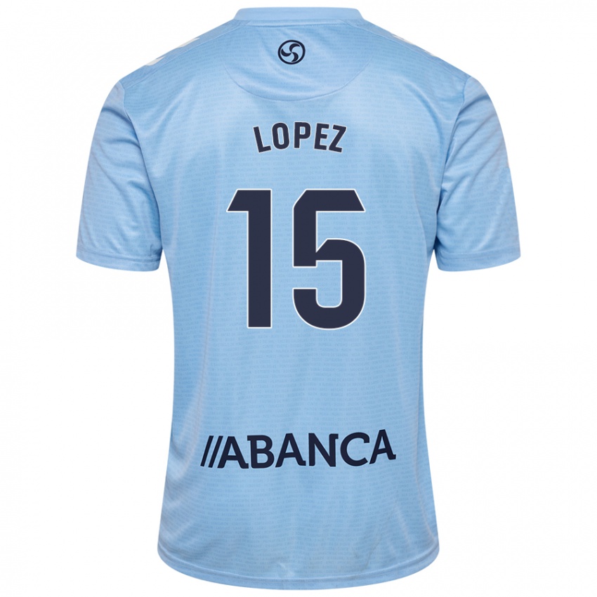 Niño Camiseta Fer López #15 Azul Cielo 1ª Equipación 2024/25 La Camisa Chile