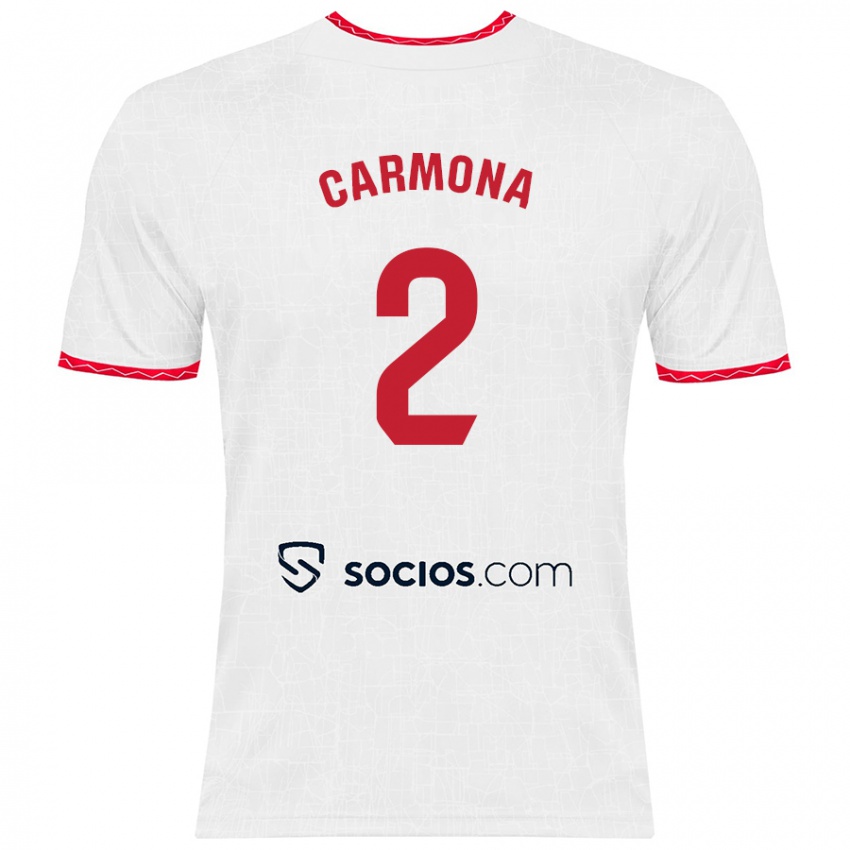 Niño Camiseta José Ángel Carmona #2 Blanco Rojo 1ª Equipación 2024/25 La Camisa Chile