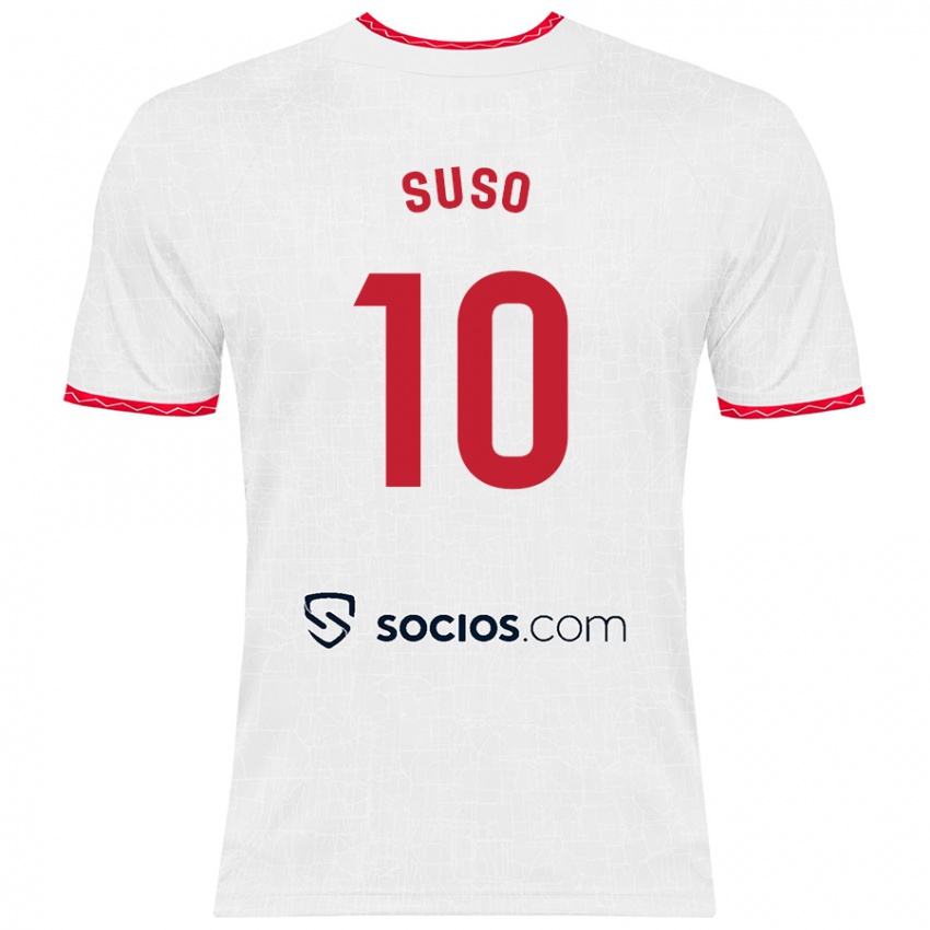 Niño Camiseta Suso #10 Blanco Rojo 1ª Equipación 2024/25 La Camisa Chile