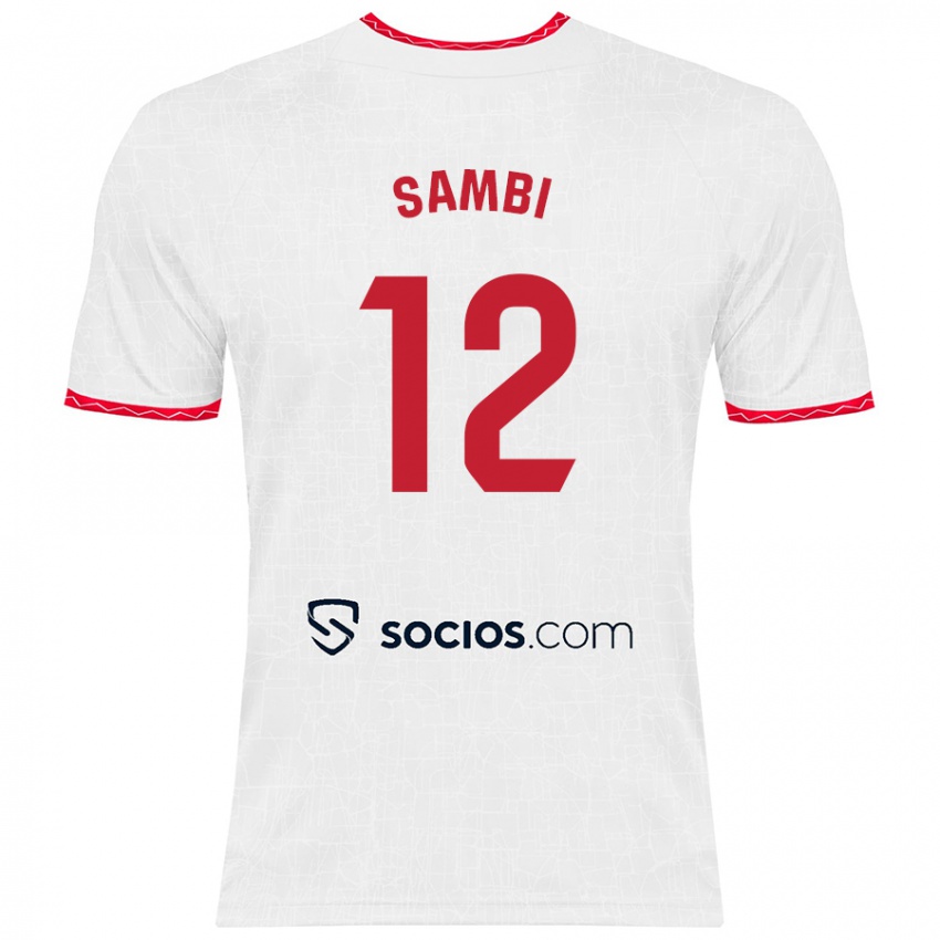 Niño Camiseta Albert Sambi Lokonga #12 Blanco Rojo 1ª Equipación 2024/25 La Camisa Chile