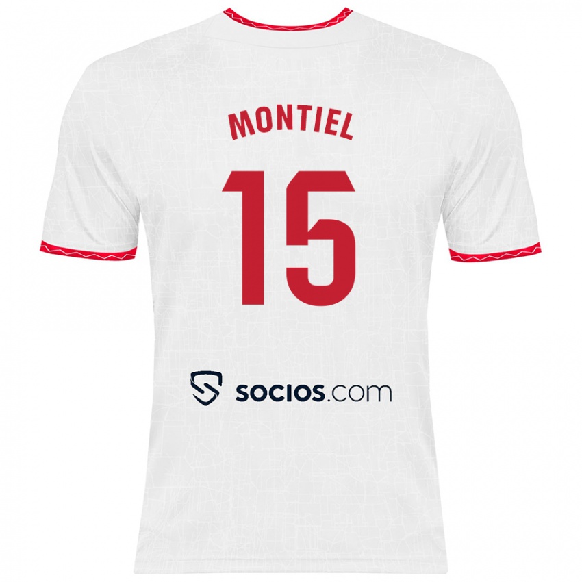 Niño Camiseta Gonzalo Montiel #15 Blanco Rojo 1ª Equipación 2024/25 La Camisa Chile