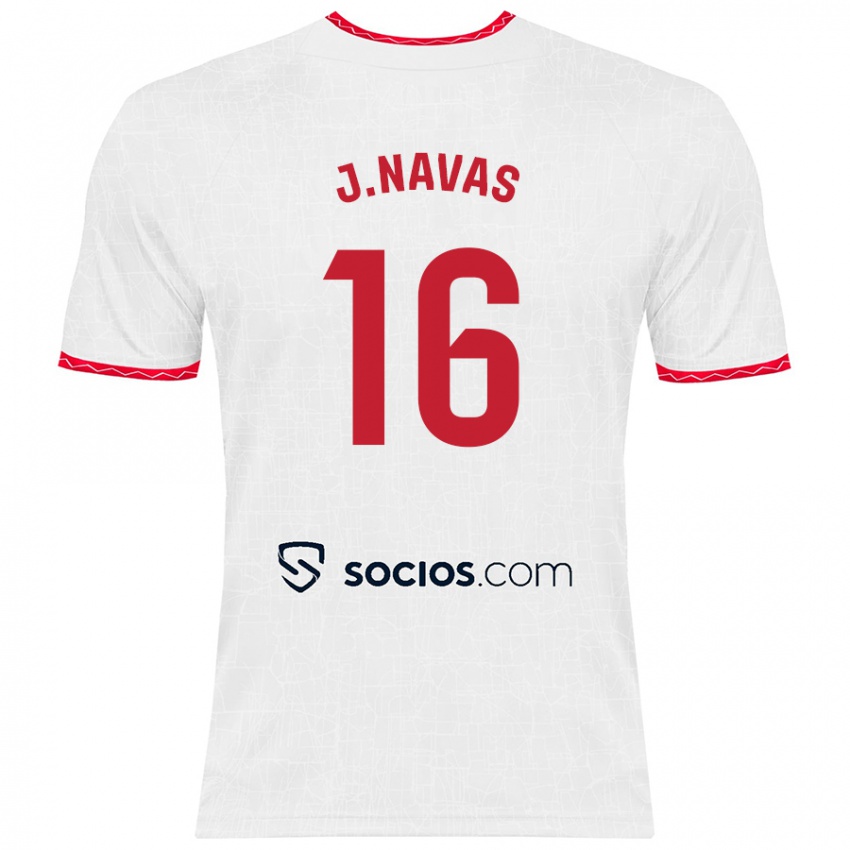 Niño Camiseta Jesús Navas #16 Blanco Rojo 1ª Equipación 2024/25 La Camisa Chile